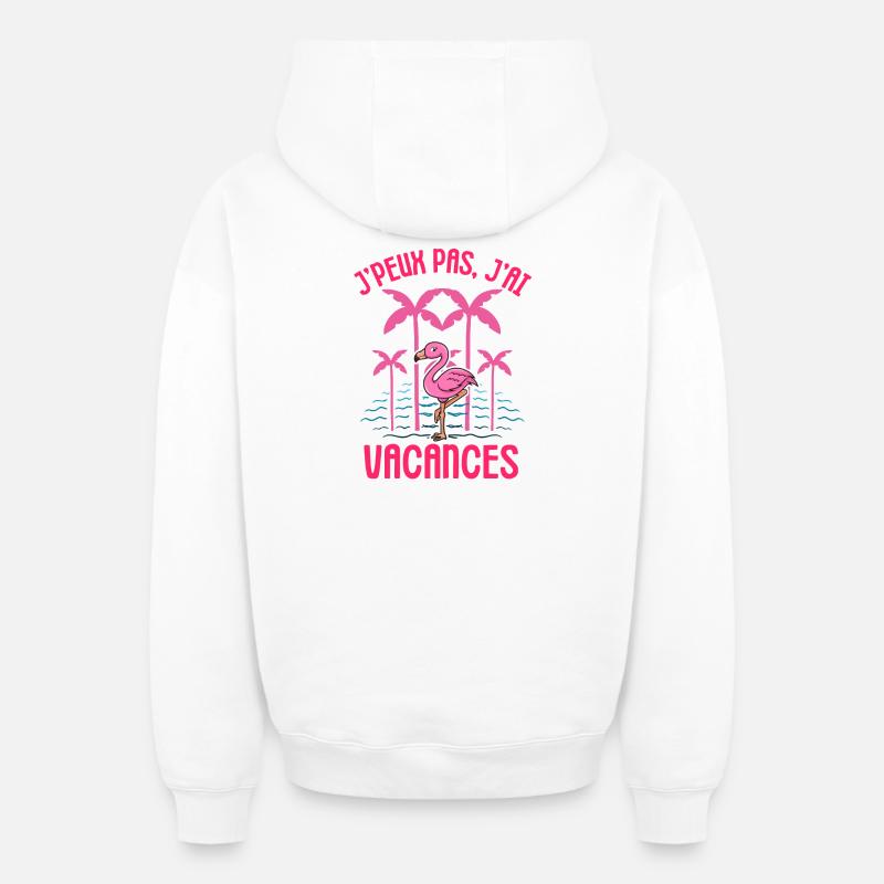 Flamant rose vacances été - Sweat à capuche unisexe zippé oversize épais SPREAD - blanc