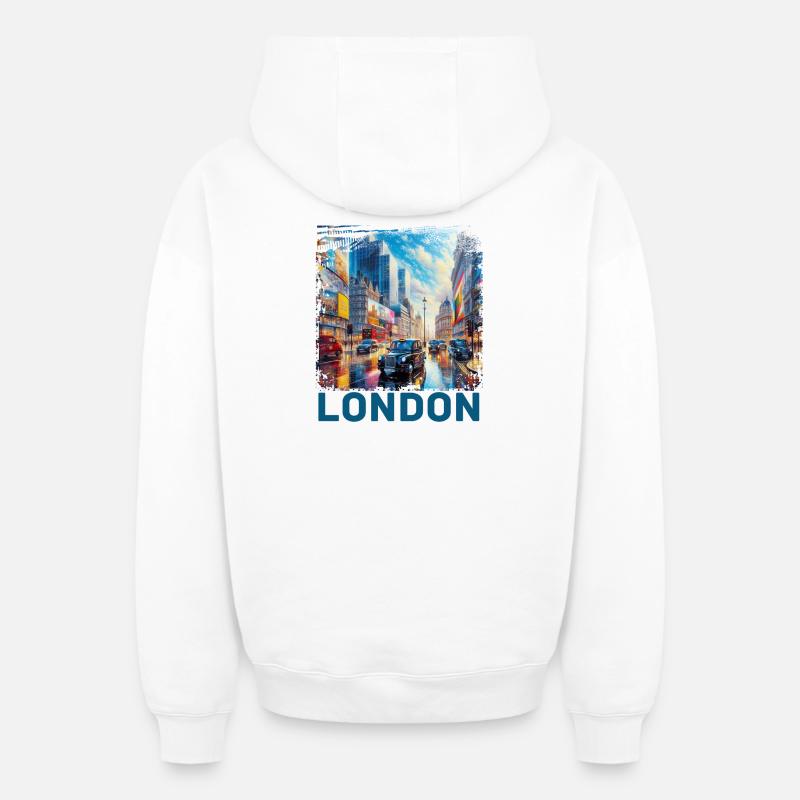 Londres - Sweat à capuche unisexe zippé oversize épais SPREAD - blanc