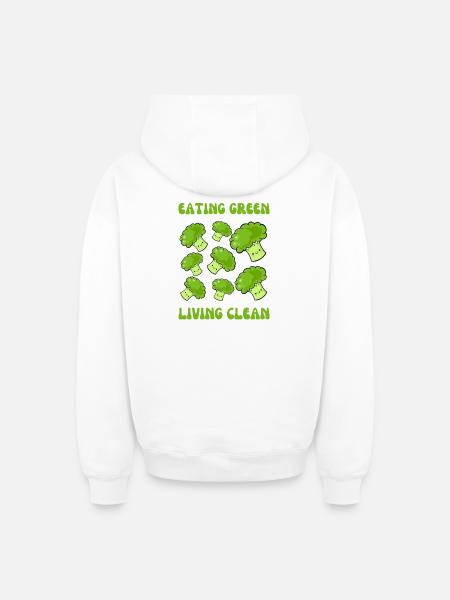 Vegetarian, eating green, living clean - Oversized Heavyweight Unisex Zip Hoodie - white