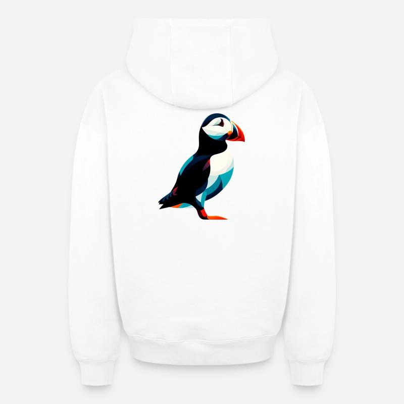 Macareux - Sweat à capuche unisexe zippé oversize épais SPREAD - blanc