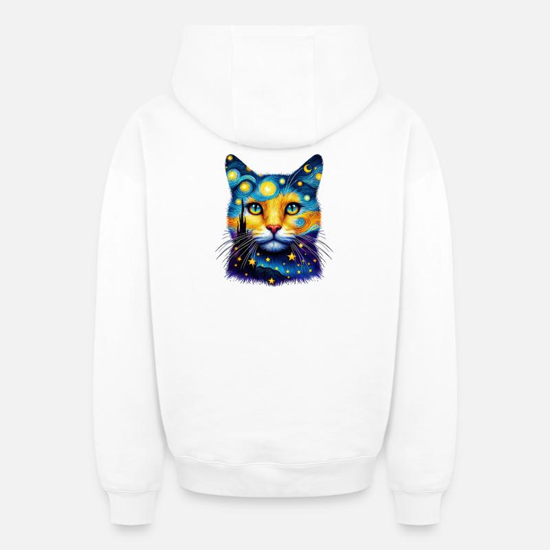 Chat - Sweat à capuche unisexe zippé oversize épais SPREAD - blanc