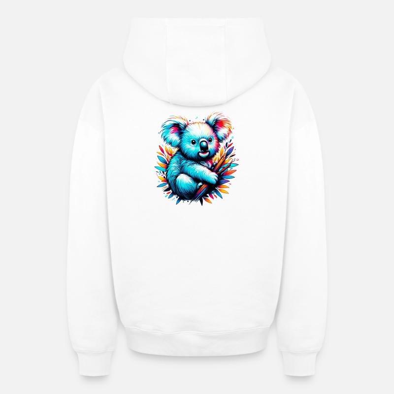 Koala - Sweat à capuche unisexe zippé oversize épais SPREAD - blanc