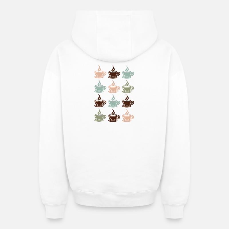 Café - Sweat à capuche unisexe zippé oversize épais SPREAD - blanc
