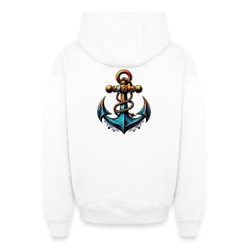 An Anchor - Oversized Heavyweight Unisex Zip Hoodie - white - Back - AI Model Male 178 light (178cm)