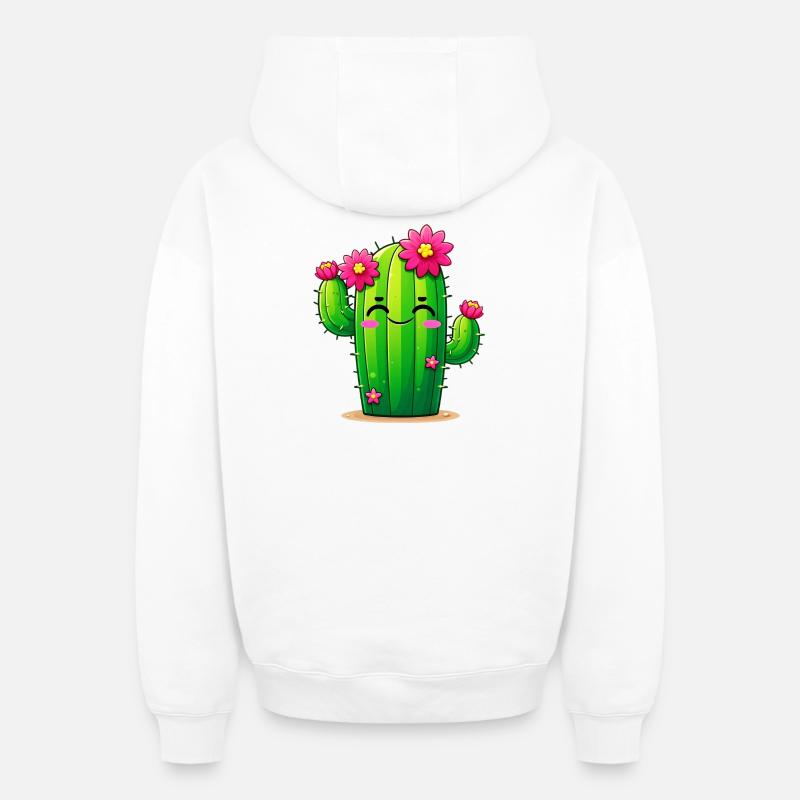 Cactus - Sweat à capuche unisexe zippé oversize épais SPREAD - blanc
