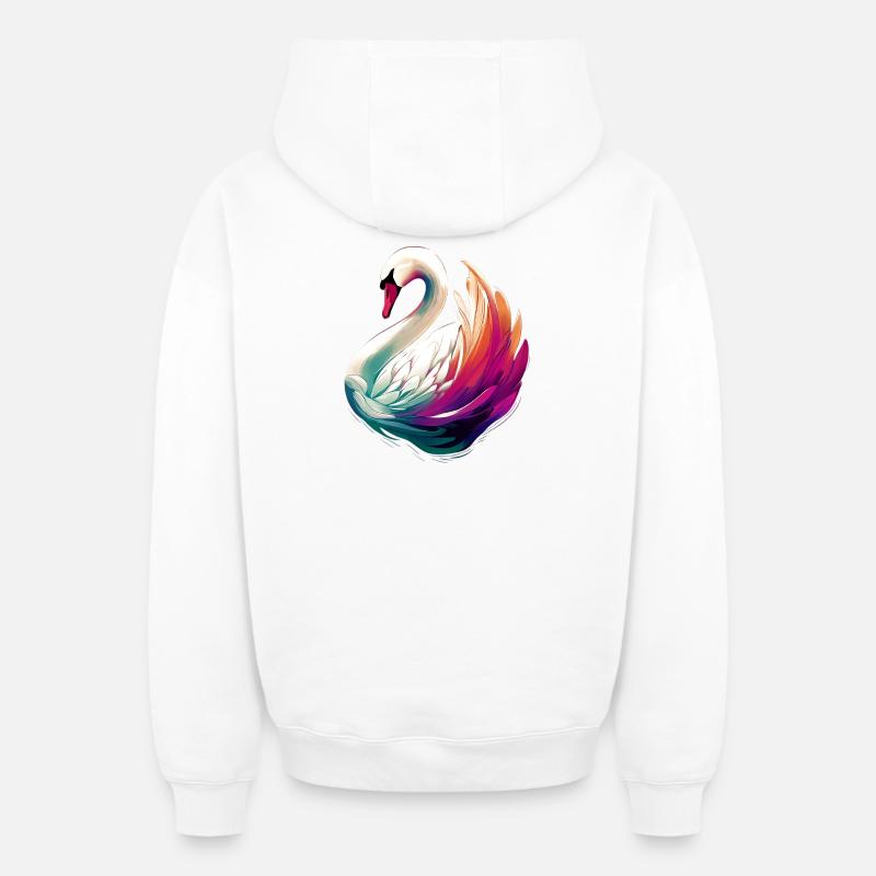 Cygne - Sweat à capuche unisexe zippé oversize épais SPREAD - blanc