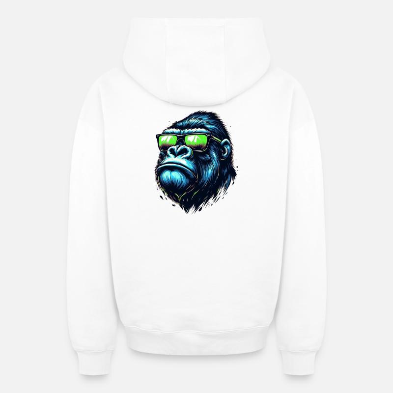 Gorille - Sweat à capuche unisexe zippé oversize épais SPREAD - blanc