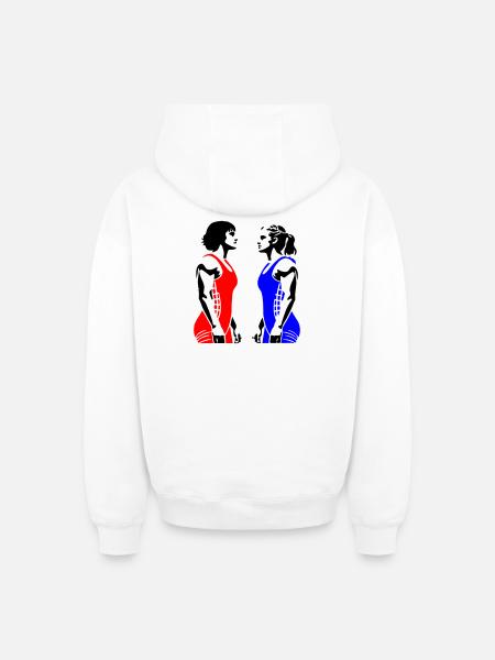 Women's Wrestling - Oversized Heavyweight Unisex Zip Hoodie - white