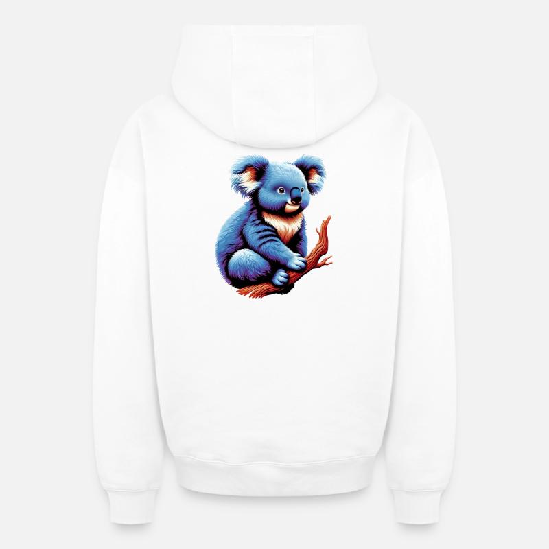 Koala - Sweat à capuche unisexe zippé oversize épais SPREAD - blanc