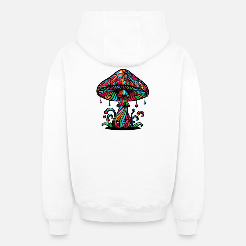 Champignons Fungo Funghi - Sweat à capuche unisexe zippé oversize épais SPREAD - blanc