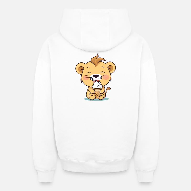 Löwe isst eis - Oversized Heavyweight Unisex Zip Hoodie - Weiß