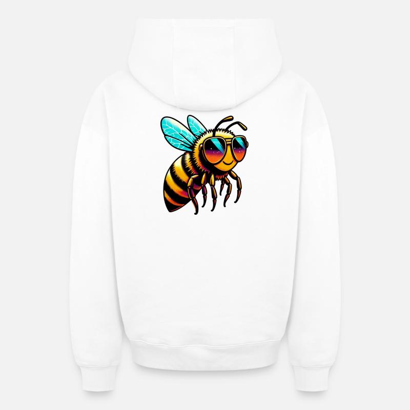 Abeille - Sweat à capuche unisexe zippé oversize épais SPREAD - blanc