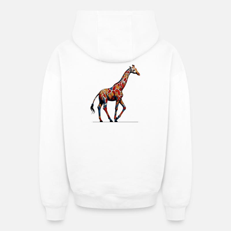 Girafe - Sweat à capuche unisexe zippé oversize épais SPREAD - blanc