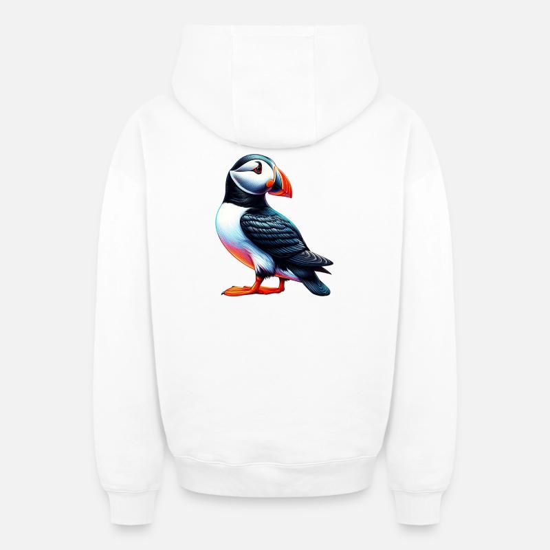 Macareux - Sweat à capuche unisexe zippé oversize épais SPREAD - blanc