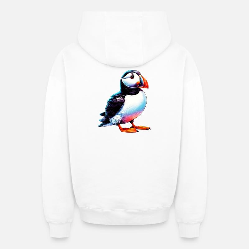 Macareux - Sweat à capuche unisexe zippé oversize épais SPREAD - blanc
