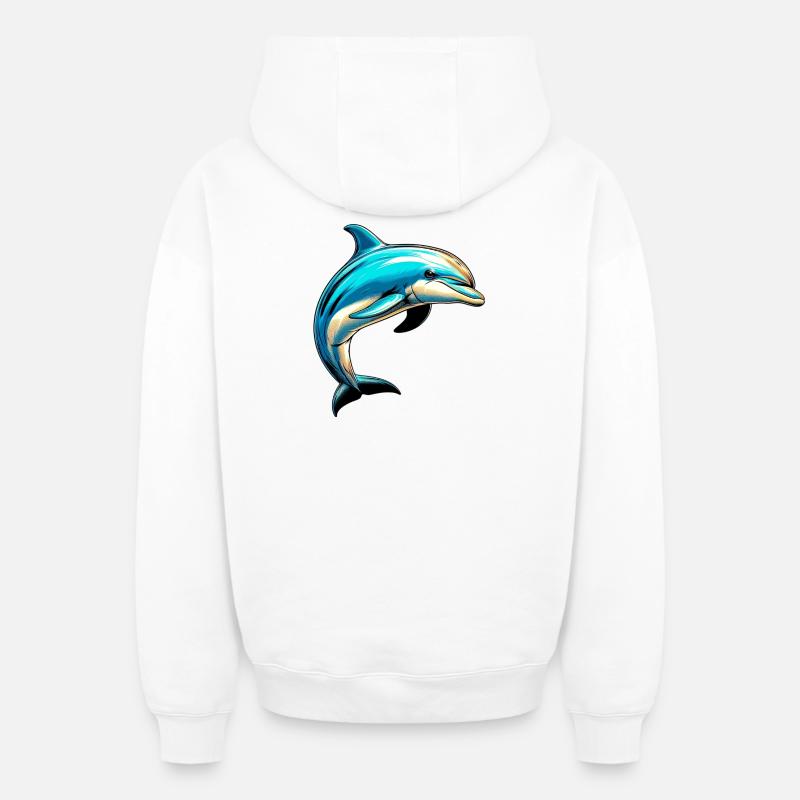 Dauphin - Sweat à capuche unisexe zippé oversize épais SPREAD - blanc