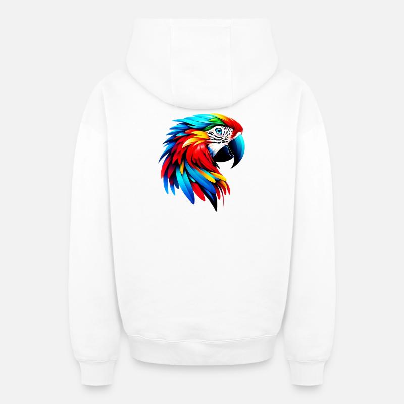 Perroquet - Sweat à capuche unisexe zippé oversize épais SPREAD - blanc