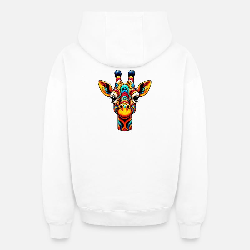 Girafe - Sweat à capuche unisexe zippé oversize épais SPREAD - blanc