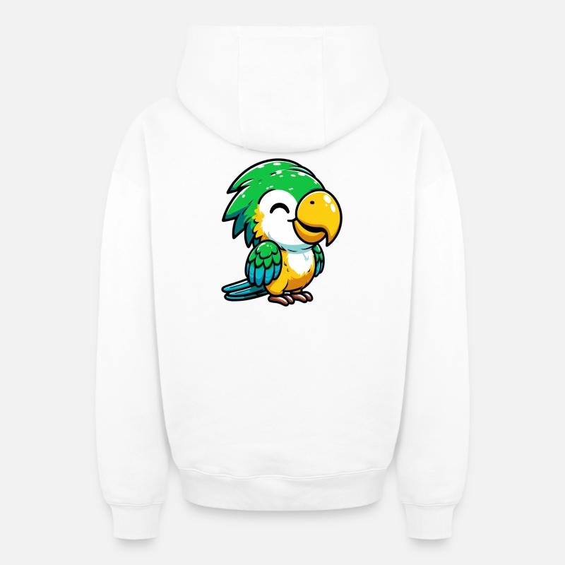 Perroquet - Sweat à capuche unisexe zippé oversize épais SPREAD - blanc