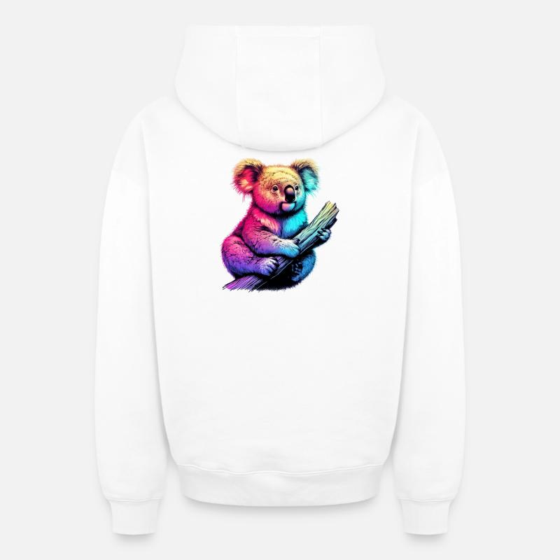Koala - Sweat à capuche unisexe zippé oversize épais SPREAD - blanc