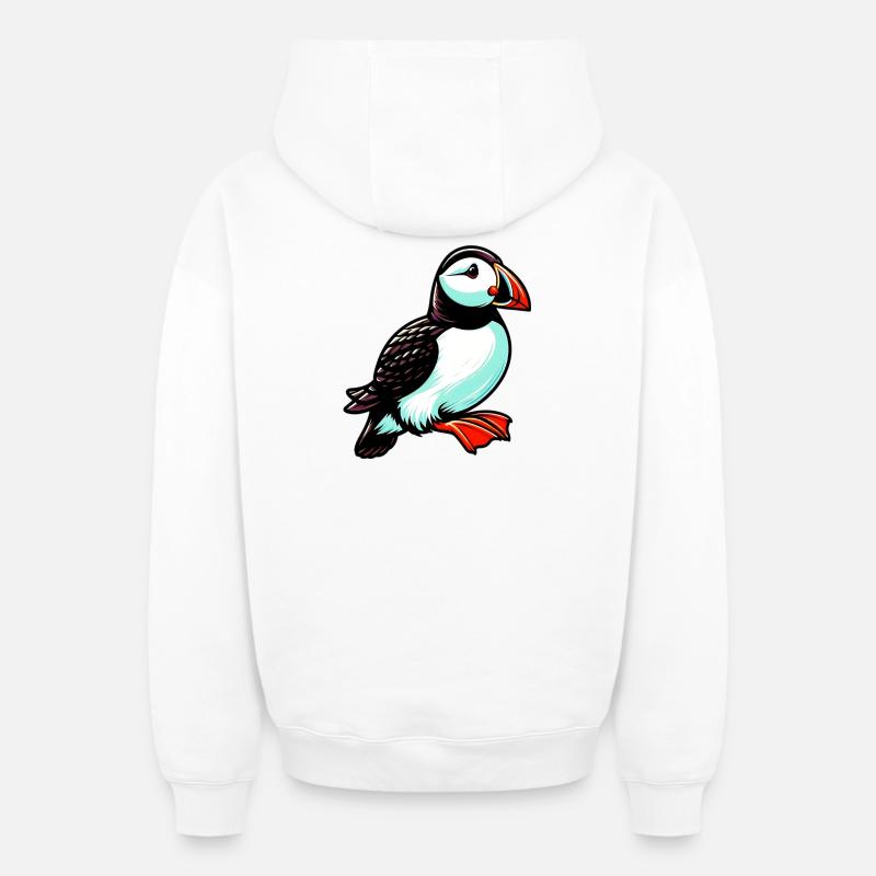 Macareux - Sweat à capuche unisexe zippé oversize épais SPREAD - blanc
