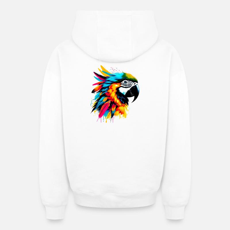 Perroquet - Sweat à capuche unisexe zippé oversize épais SPREAD - blanc