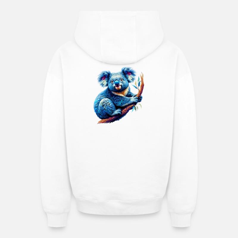 Koala - Sweat à capuche unisexe zippé oversize épais SPREAD - blanc