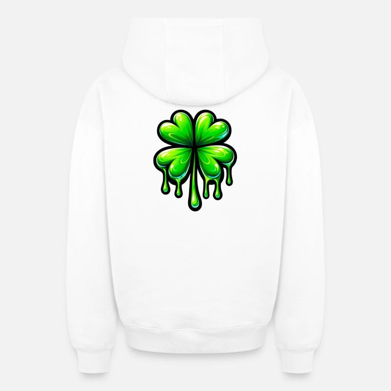 Trèfle à quatre feuilles - Sweat à capuche unisexe zippé oversize épais SPREAD - blanc