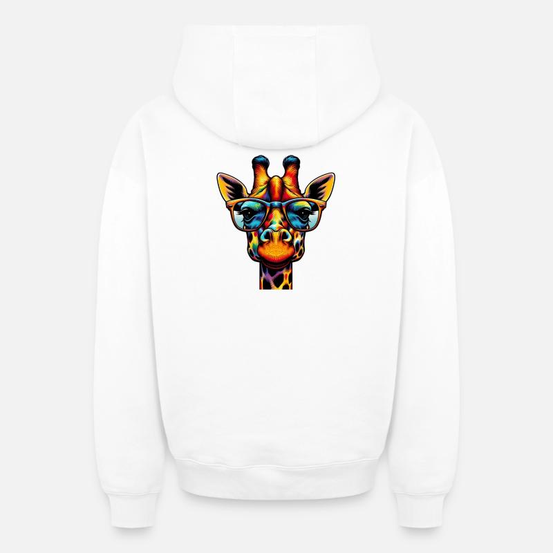Girafe - Sweat à capuche unisexe zippé oversize épais SPREAD - blanc