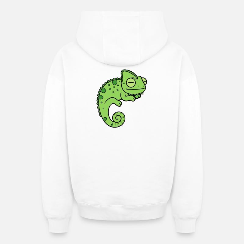 Caméléon - Sweat à capuche unisexe zippé oversize épais SPREAD - blanc