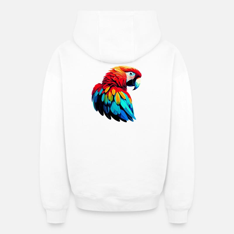 Perroquet - Sweat à capuche unisexe zippé oversize épais SPREAD - blanc