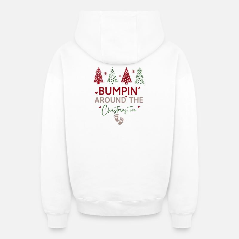 Annonce Grossesse Noël - Sweat à capuche unisexe zippé oversize épais SPREAD - blanc