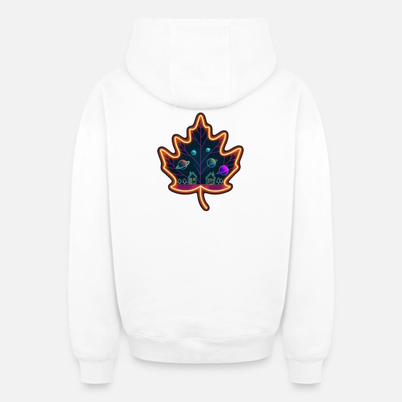 Maple leaf - Oversized Heavyweight Unisex Zip Hoodie - white