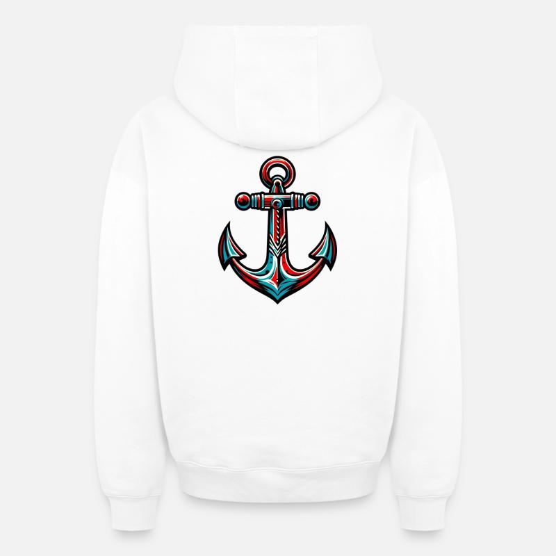 Une ancre - Sweat à capuche unisexe zippé oversize épais SPREAD - blanc