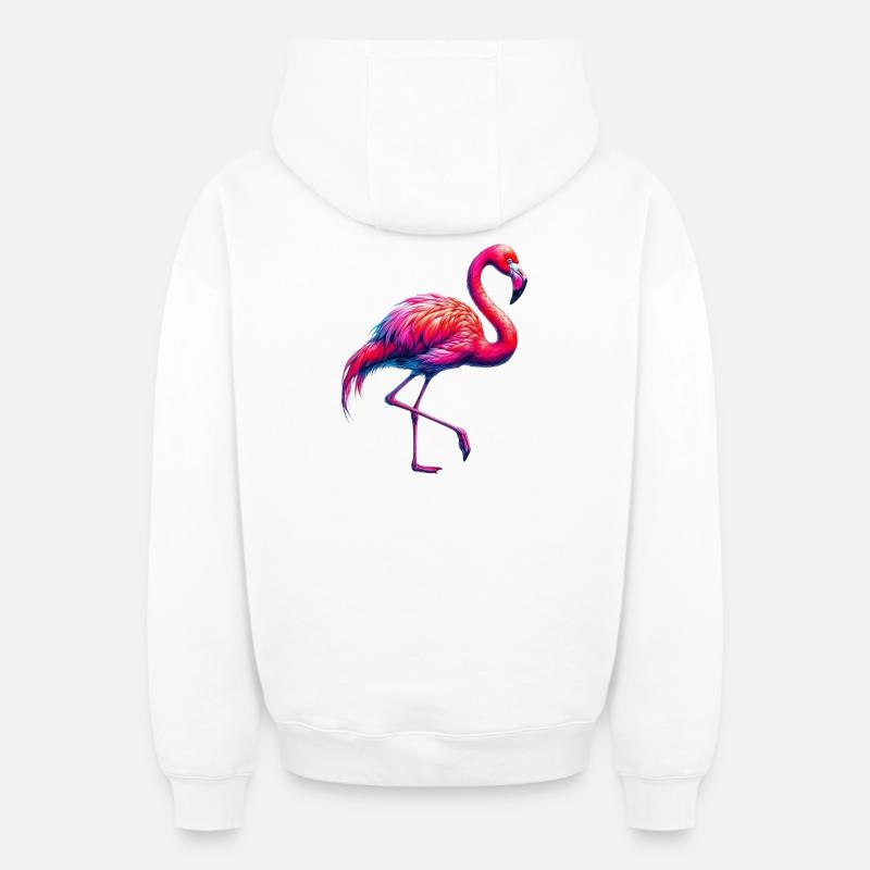 Flamant - Sweat à capuche unisexe zippé oversize épais SPREAD - blanc