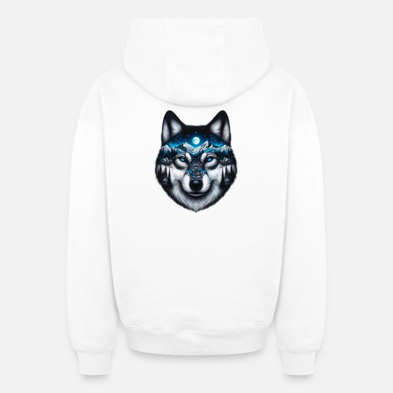 Loup - Sweat à capuche unisexe zippé oversize épais SPREAD - blanc