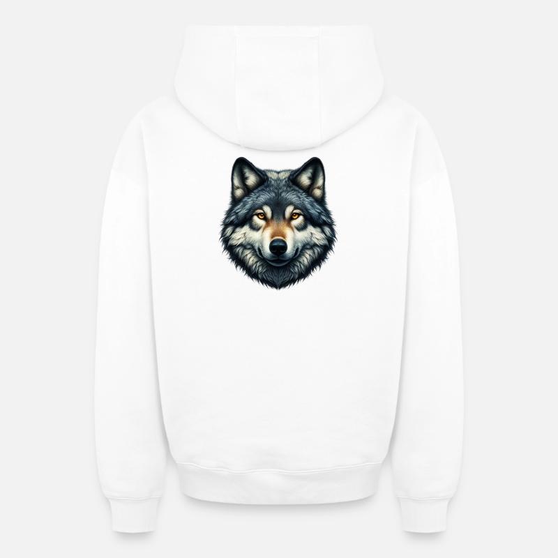 Loup - Sweat à capuche unisexe zippé oversize épais SPREAD - blanc