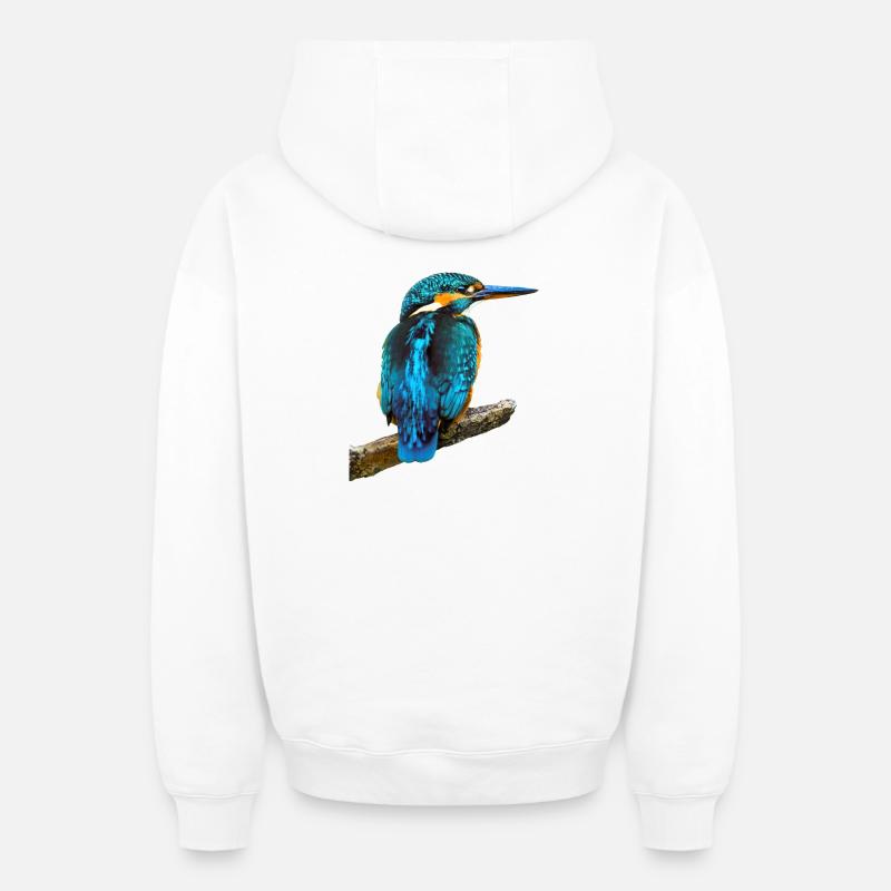 Martin-pêcheur Alcedo à ce - Sweat à capuche unisexe zippé oversize épais SPREAD - blanc
