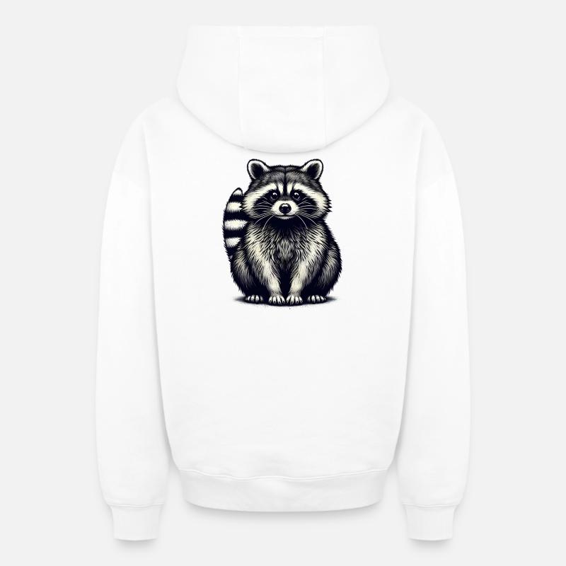 Raton laveur - Sweat à capuche unisexe zippé oversize épais SPREAD - blanc