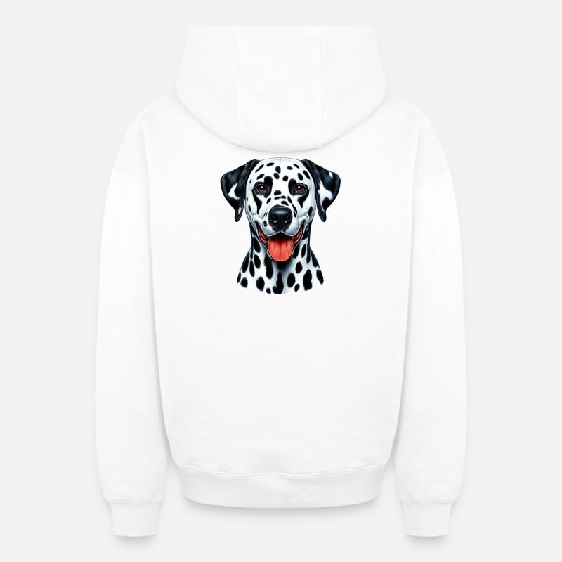 Chien dalmatien - Sweat à capuche unisexe zippé oversize épais SPREAD - blanc