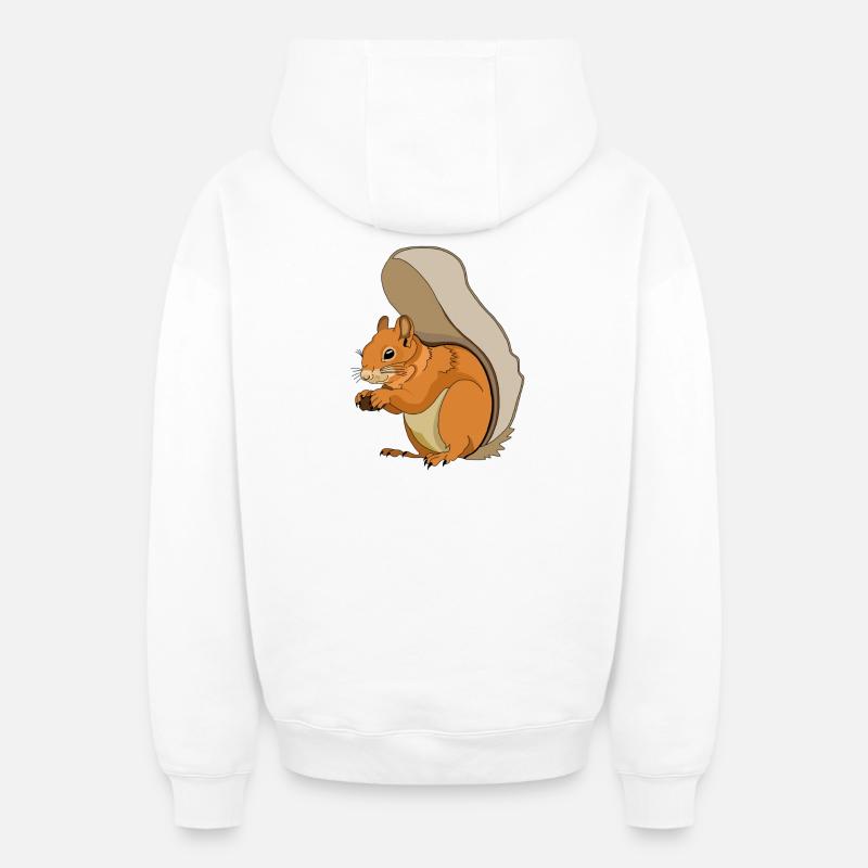 Écureuil - Sweat à capuche unisexe zippé oversize épais SPREAD - blanc