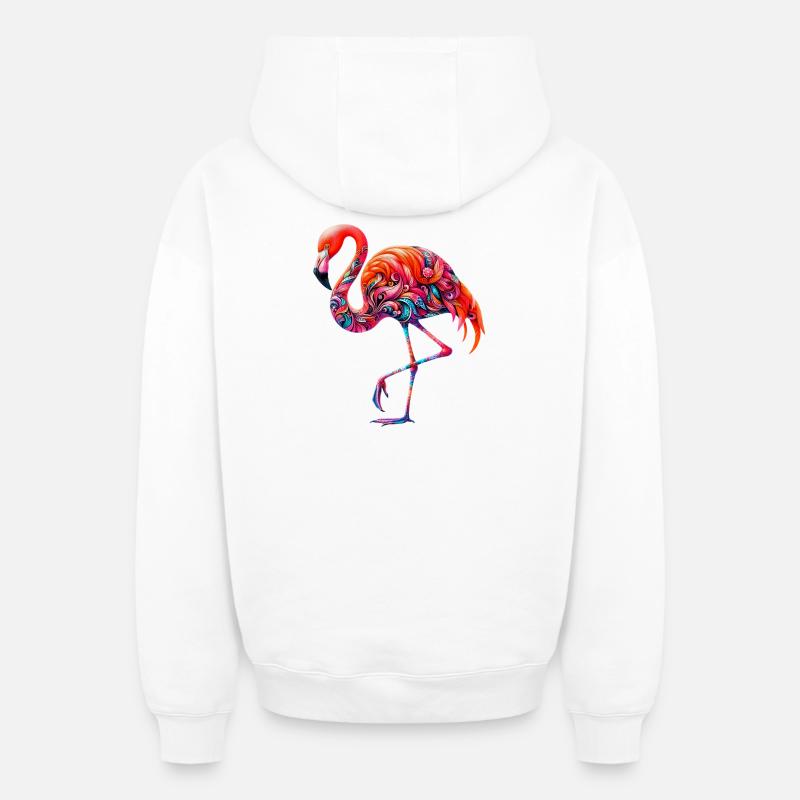 Flamant - Sweat à capuche unisexe zippé oversize épais SPREAD - blanc