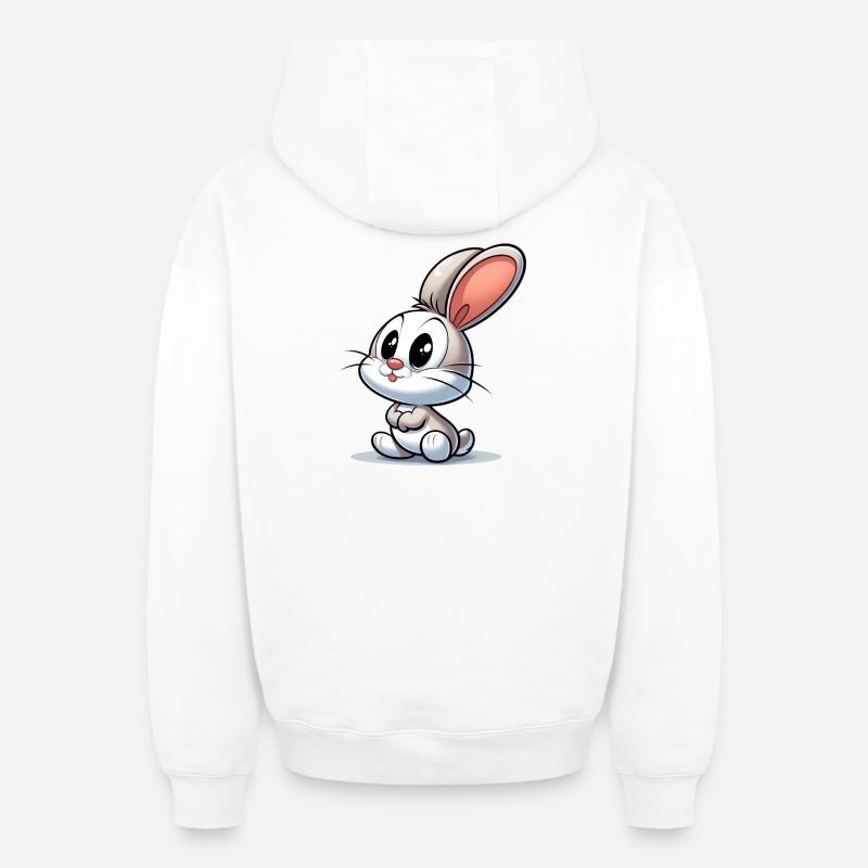 Lapin - Sweat à capuche unisexe zippé oversize épais SPREAD - blanc