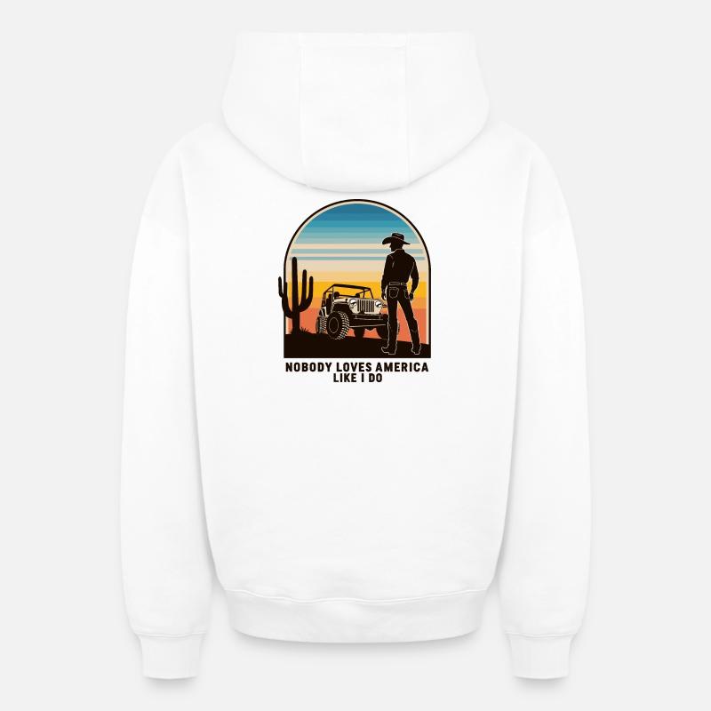 Cow-boy - Sweat à capuche unisexe zippé oversize épais SPREAD - blanc