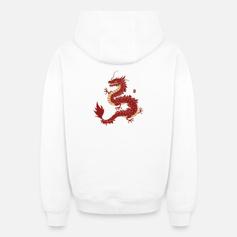 Dragon traditionnel chinois - Sweat à capuche unisexe zippé oversize épais SPREAD - blanc