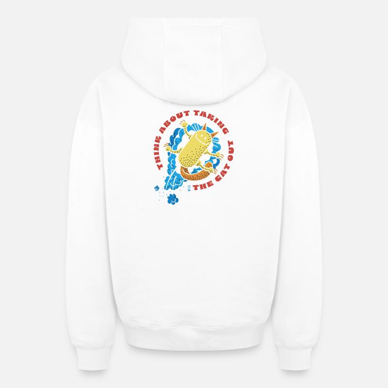 Cat Out - Sweat à capuche unisexe zippé oversize épais SPREAD - blanc