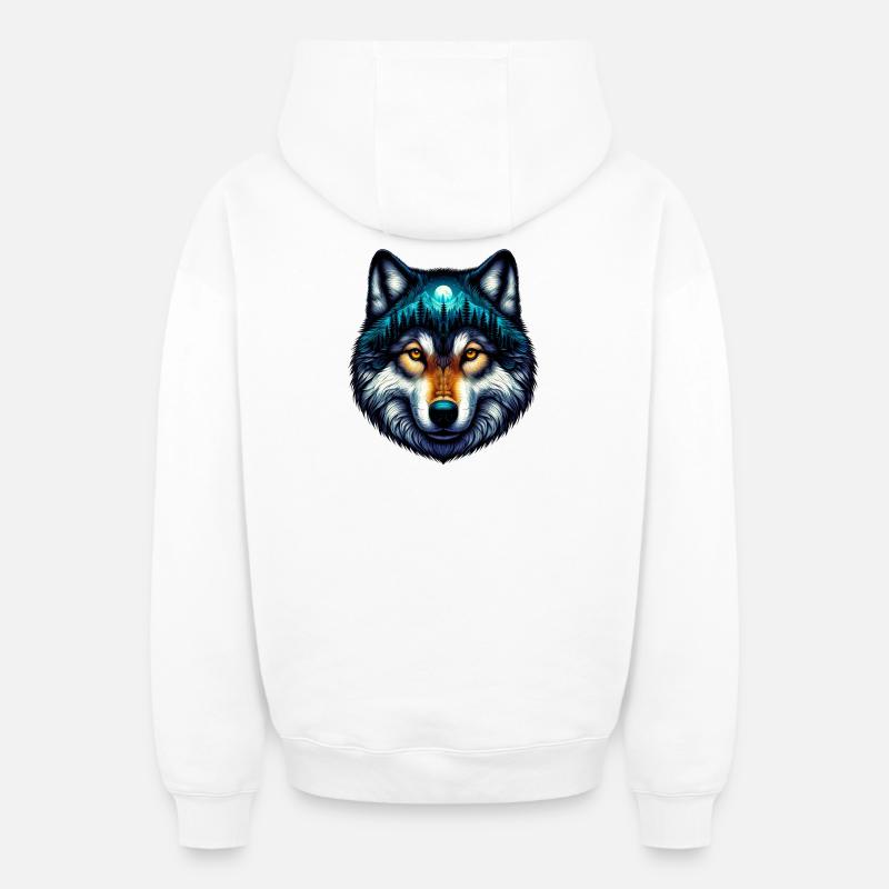 Loup - Sweat à capuche unisexe zippé oversize épais SPREAD - blanc