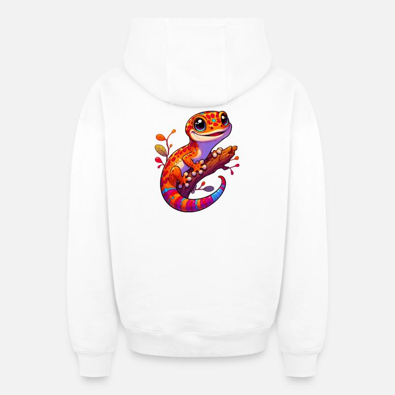 Gecko - Sweat à capuche unisexe zippé oversize épais SPREAD - blanc