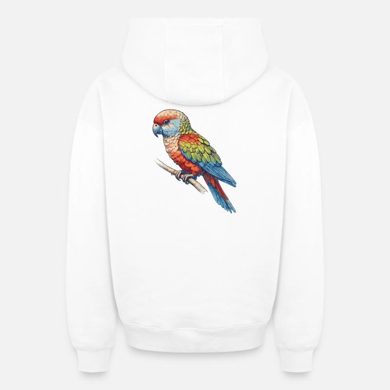 Perroquet - Sweat à capuche unisexe zippé oversize épais SPREAD - blanc