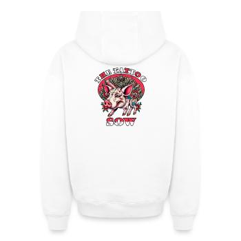 Die Tattoo Sau - Oversized Heavyweight Unisex Zip Hoodie - Weiß - Hinten - AI Model Male 178 light (178cm)